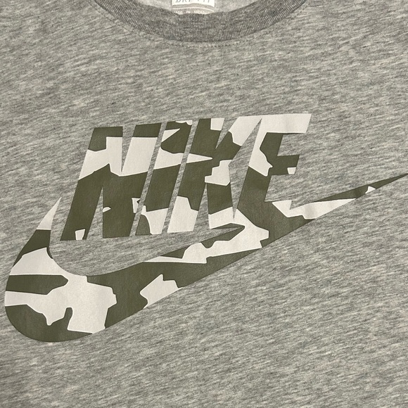 Nike Dri Fit Swoosh Logo Tee T Shirt Mens Size L Gray Short Sleeve Camo Logo - Picture 4 of 8